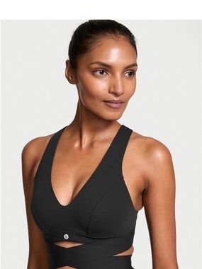 Victoria's Secret VSX Black Plunge Wrap Sports Bra Large